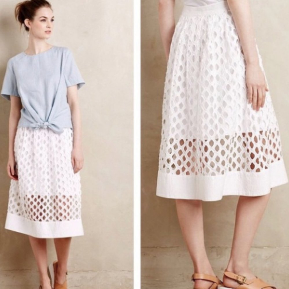 Anthropologie Eclipsed Eyelet Skirt